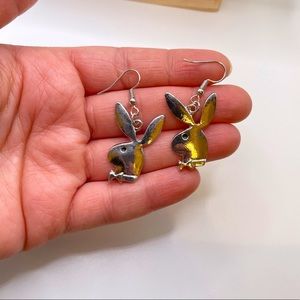 New silver playboy bunny earrings